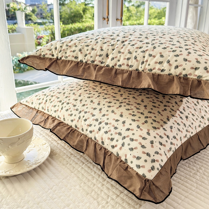 91家纺网 家纺一手货源 找家纺 呦呦南宋 2025新款韩版35x55cm针织绒枕套双面两用绣线花边中层超声波夹棉单只装单品隐藏拉链款枕头套 菠萝橙