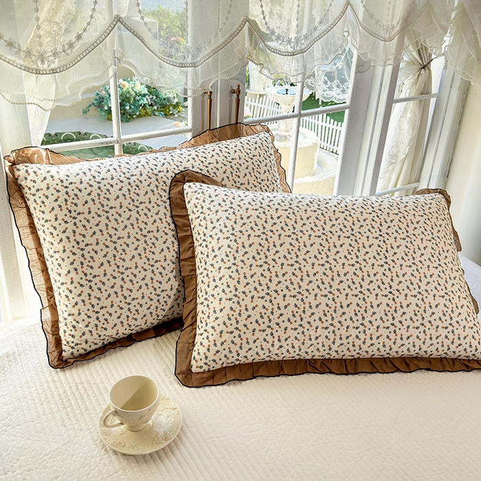 91家纺网 家纺一手货源 找家纺 呦呦南宋 2025新款韩版35x55cm针织绒枕套双面两用绣线花边中层超声波夹棉单只装单品隐藏拉链款枕头套 菠萝橙