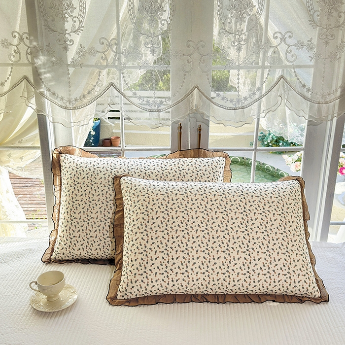 91家纺网 家纺一手货源 找家纺 呦呦南宋 2025新款韩版35x55cm针织绒枕套双面两用绣线花边中层超声波夹棉单只装单品隐藏拉链款枕头套 菠萝橙