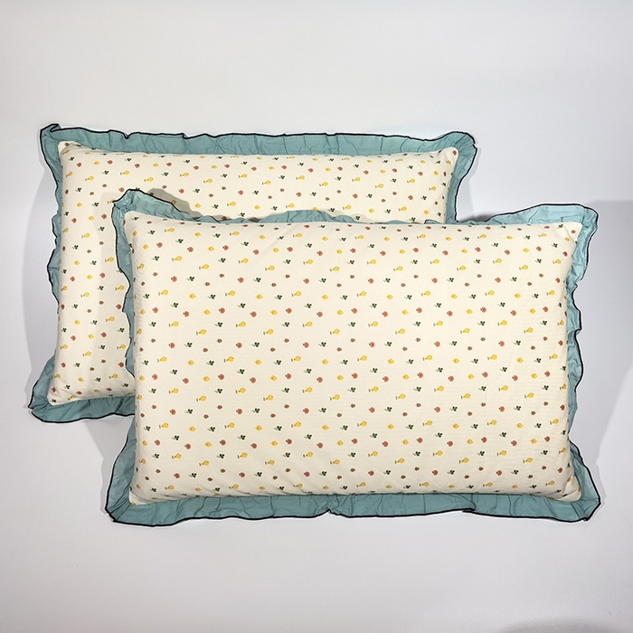 呦呦南宋 2025新款韩版35x55cm针织绒枕套双面两用绣线花边中层超声波夹棉单只装单品隐藏拉链款枕头套 小鸭梨