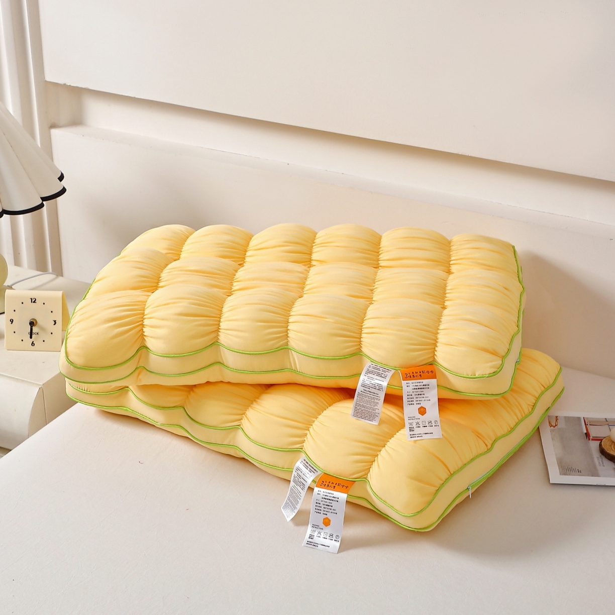 91家纺网 家纺一手货源 找家纺 芯奇想 2025新款pineapple派拉波羽丝绒枕单人枕头枕芯 派拉波-黄色