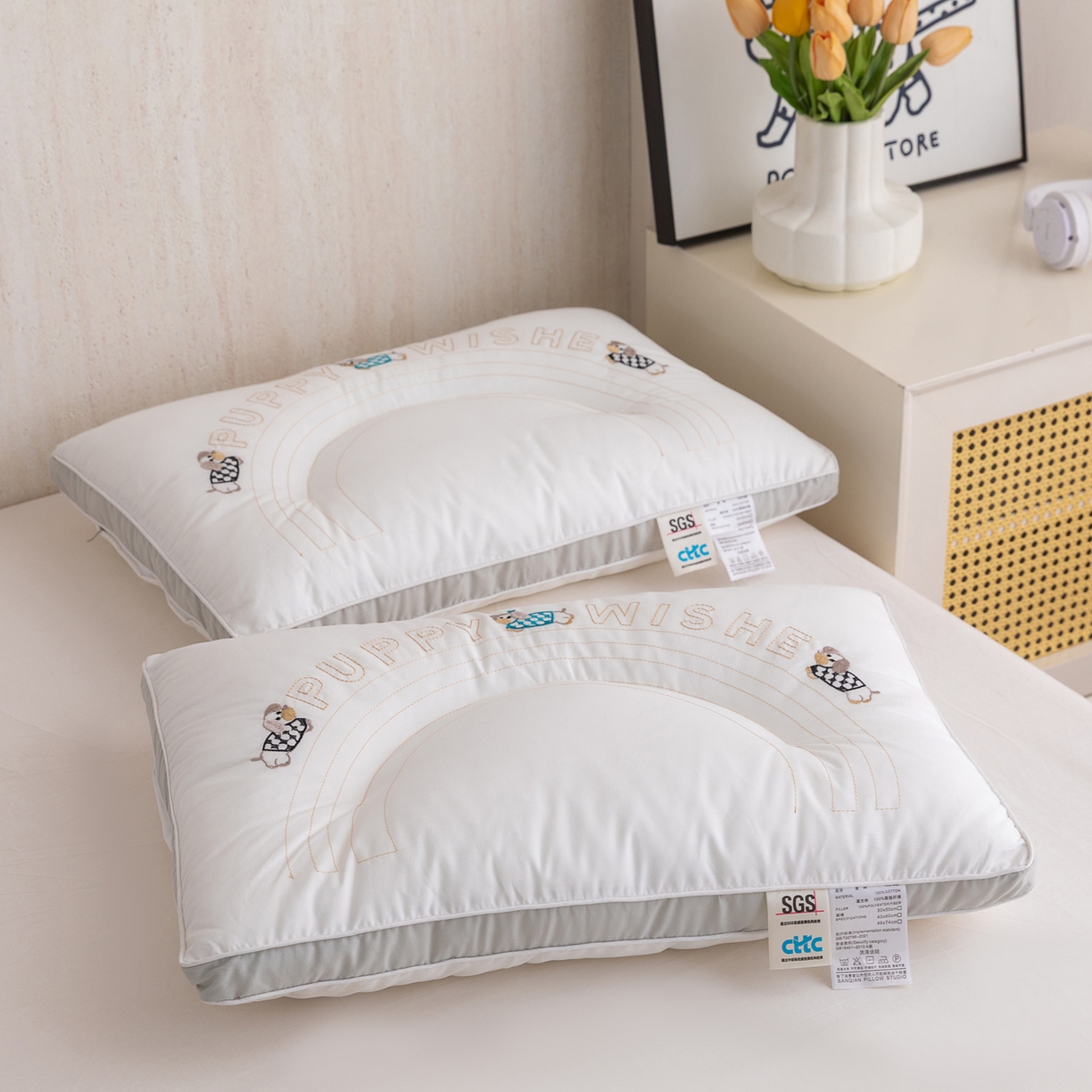 91家纺网 家纺一手货源 找家纺 （总）芯奇想 2025新款Puppy全棉学生枕头单人枕芯亲子枕头枕芯