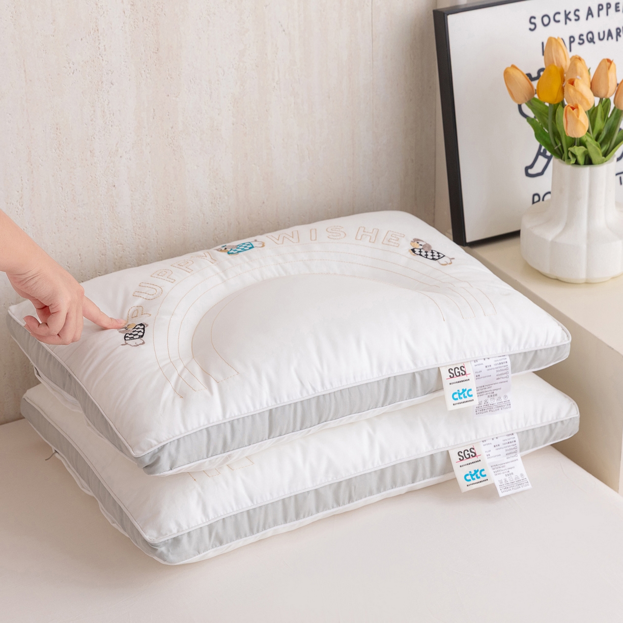 91家纺网 家纺一手货源 找家纺 （总）芯奇想 2025新款Puppy全棉学生枕头单人枕芯亲子枕头枕芯