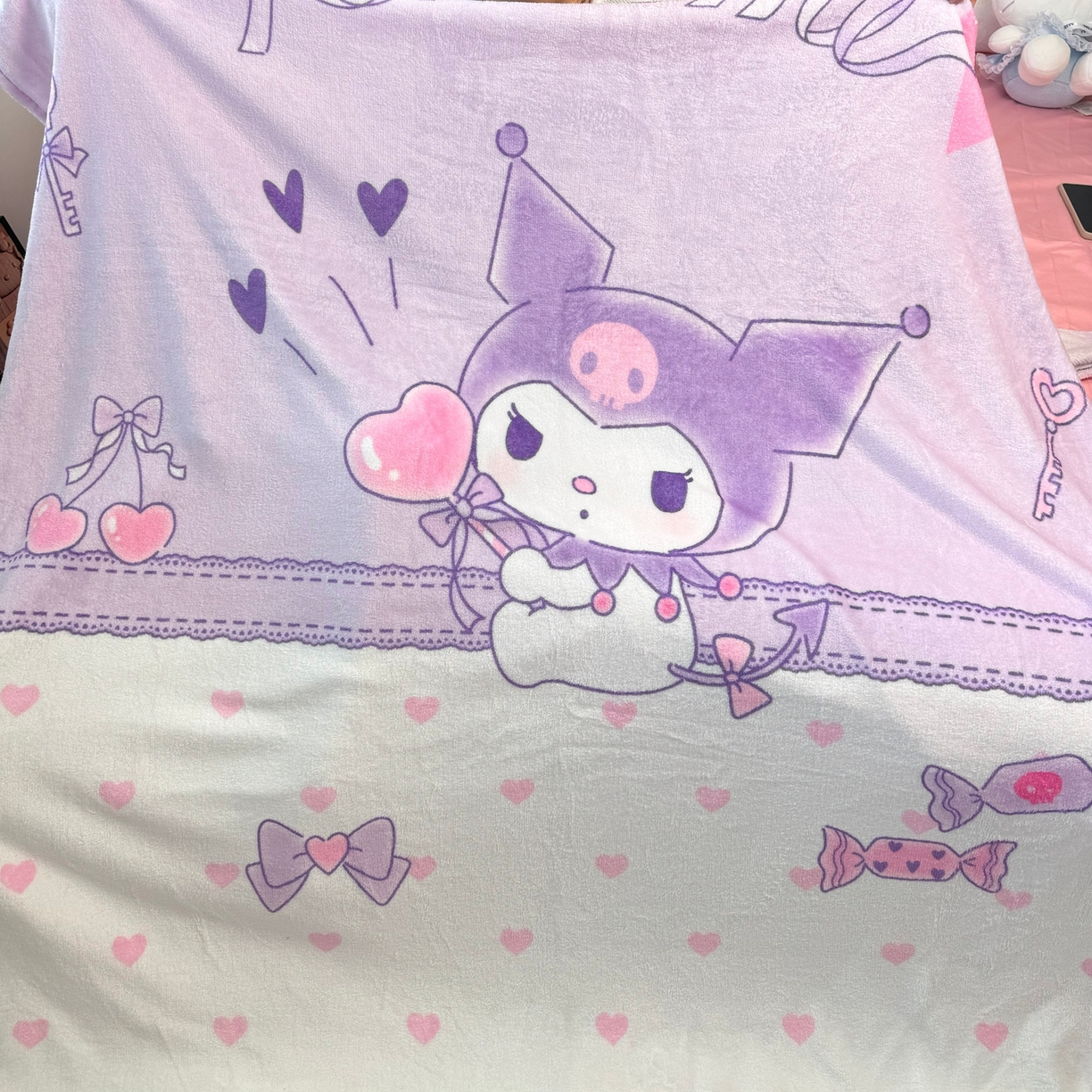 91家纺网 家纺一手货源 找家纺 博雅 2025新款三丽鸥牛奶绒盖毯毯子 气球库洛米