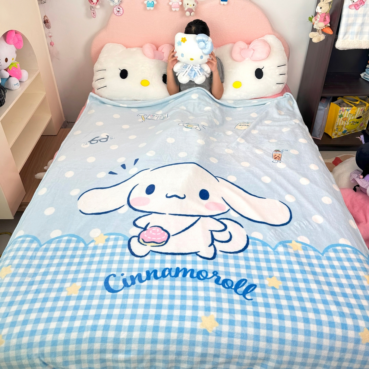 91家纺网 家纺一手货源 找家纺 博雅 2025新款三丽鸥牛奶绒盖毯毯子 萌萌玉桂狗