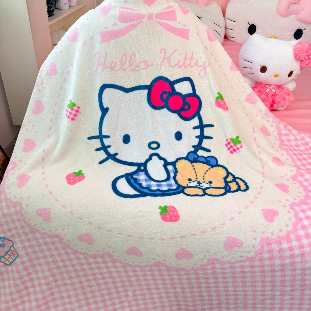 91家纺网 家纺一手货源 找家纺 博雅 2025新款三丽鸥牛奶绒盖毯毯子 小熊饼干KT