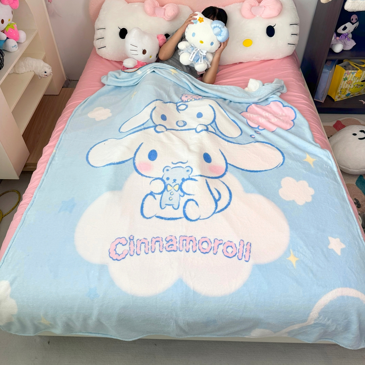 91家纺网 家纺一手货源 找家纺 博雅 2025新款三丽鸥牛奶绒盖毯毯子 云朵玉桂狗