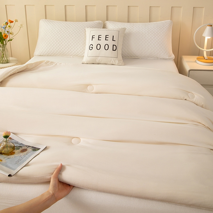 91家纺网 家纺一手货源 找家纺 奕宸居 2025新款原棉纯色大豆被被子被芯 本白