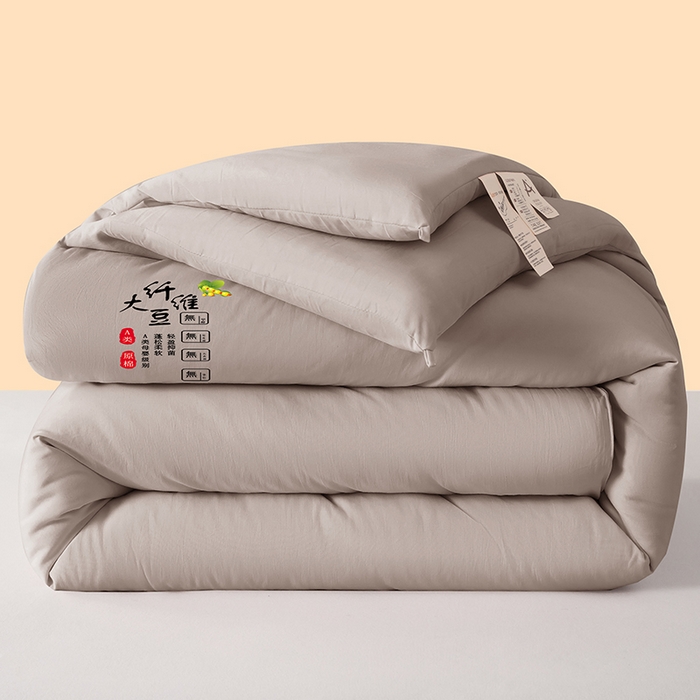 91家纺网 家纺一手货源 找家纺 奕宸居 2025新款原棉纯色大豆被被子被芯 高级灰