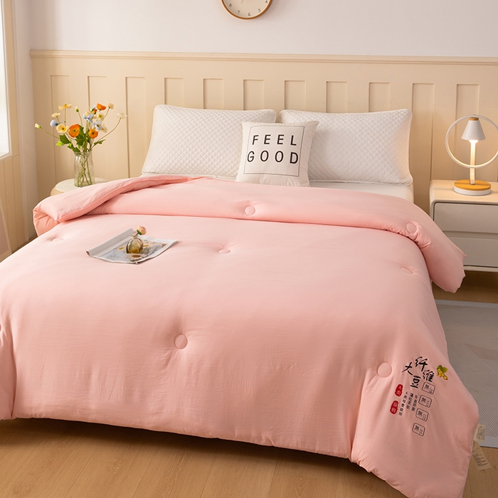 91家纺网 家纺一手货源 找家纺 奕宸居 2025新款原棉纯色大豆被被子被芯 玉色