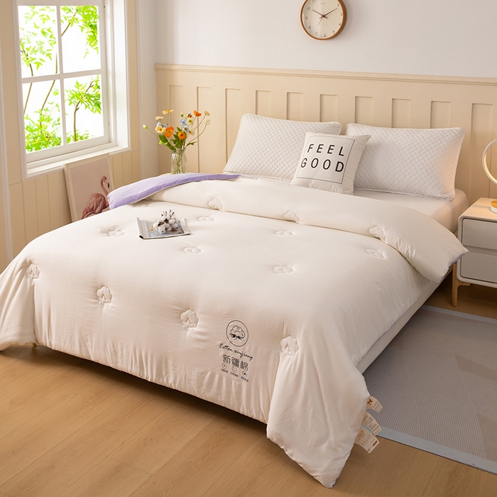 91家纺网 家纺一手货源 找家纺 奕宸居 2025新款新疆棉花保暖被被子被芯-本白 本白-紫