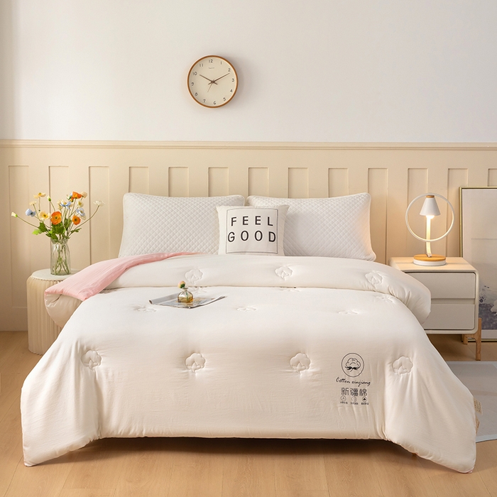 91家纺网 家纺一手货源 找家纺 奕宸居 2025新款新疆棉花保暖被被子被芯-本白 本白-粉