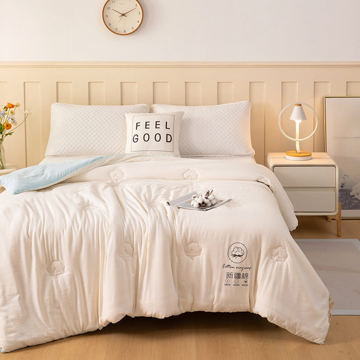 91家纺网 家纺一手货源 找家纺 奕宸居 2025新款新疆棉花保暖被被子被芯-本白 本白-蓝