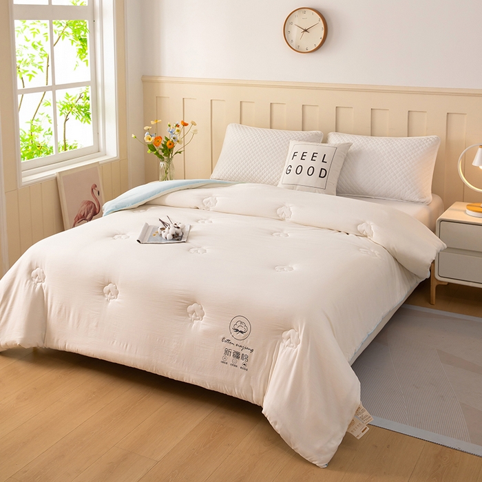 91家纺网 家纺一手货源 找家纺 奕宸居 2025新款新疆棉花保暖被被子被芯-本白 本白-蓝