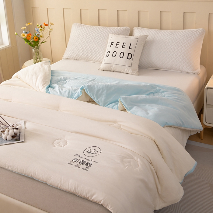 91家纺网 家纺一手货源 找家纺 奕宸居 2025新款新疆棉花保暖被被子被芯-本白 本白-蓝