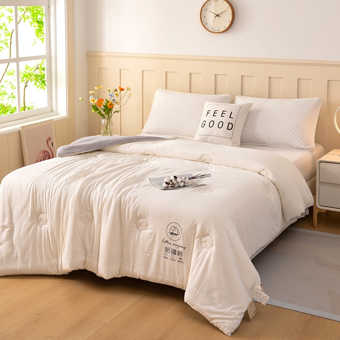 91家纺网 家纺一手货源 找家纺 奕宸居 2025新款新疆棉花保暖被被子被芯-本白 本白-灰