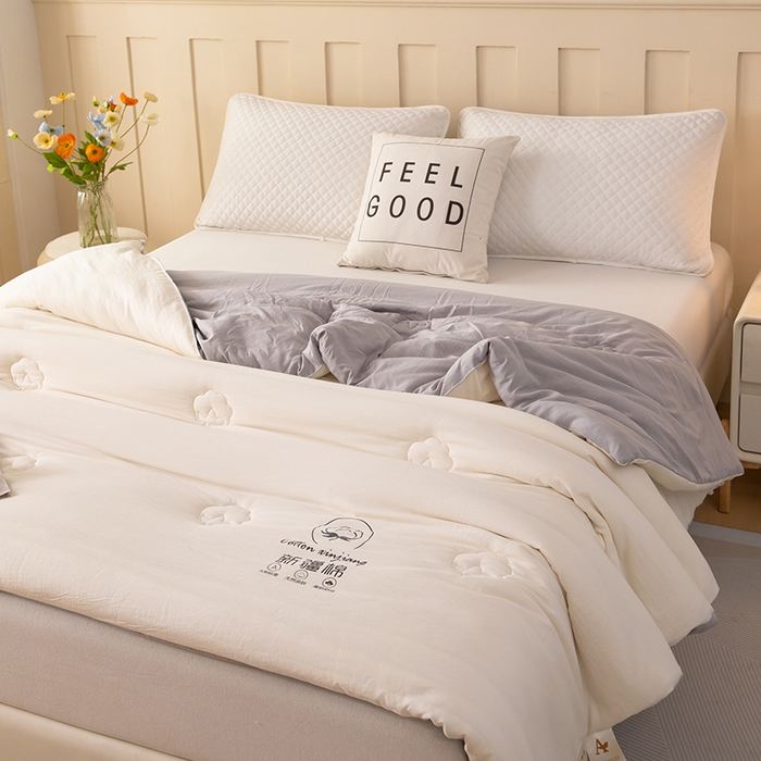 91家纺网 家纺一手货源 找家纺 奕宸居 2025新款新疆棉花保暖被被子被芯-本白 本白-灰