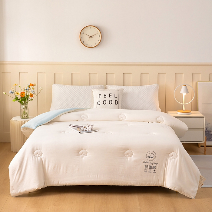 91家纺网 家纺一手货源 找家纺 奕宸居 2025新款新疆棉花保暖被被子被芯-本白 本白-蓝