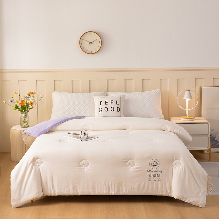 91家纺网 家纺一手货源 找家纺 奕宸居 2025新款新疆棉花保暖被被子被芯-本白 本白-紫