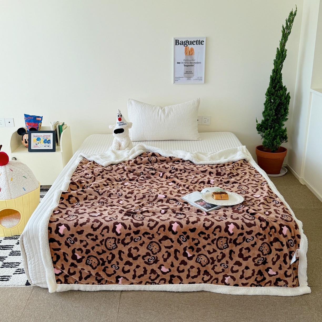 91家纺网 家纺一手货源 找家纺 顾里家纺 2025新款Chic韩系少女牛奶羊羔绒毯-豹纹系 咖豹纹