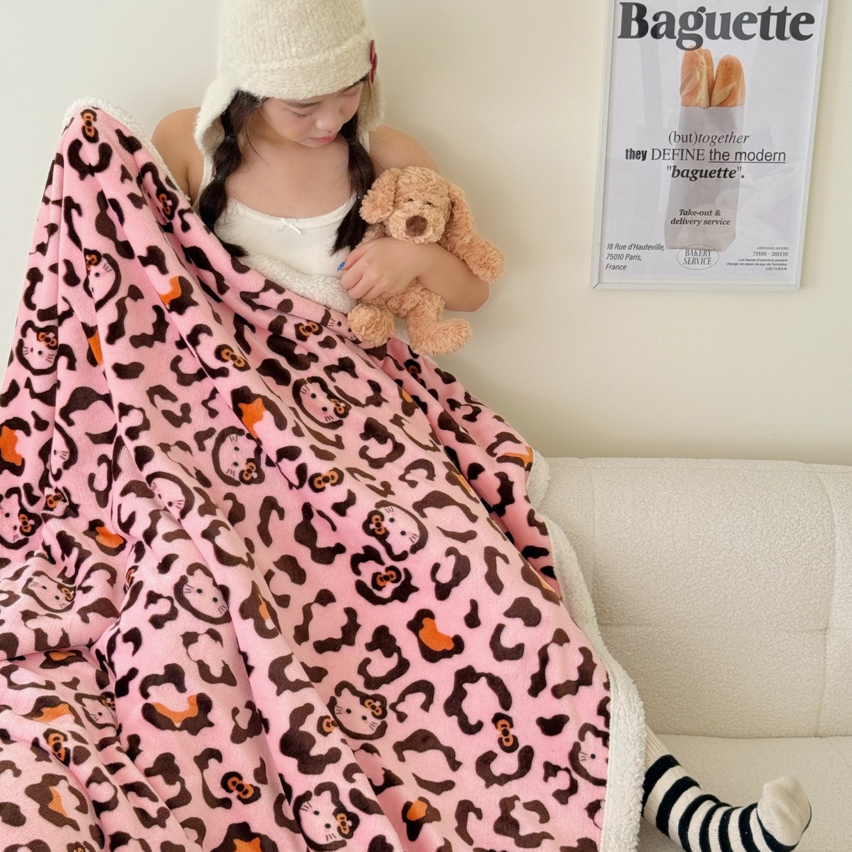 91家纺网 家纺一手货源 找家纺 （总）顾里家纺 2025新款Chic韩系少女牛奶羊羔绒毯-豹纹系