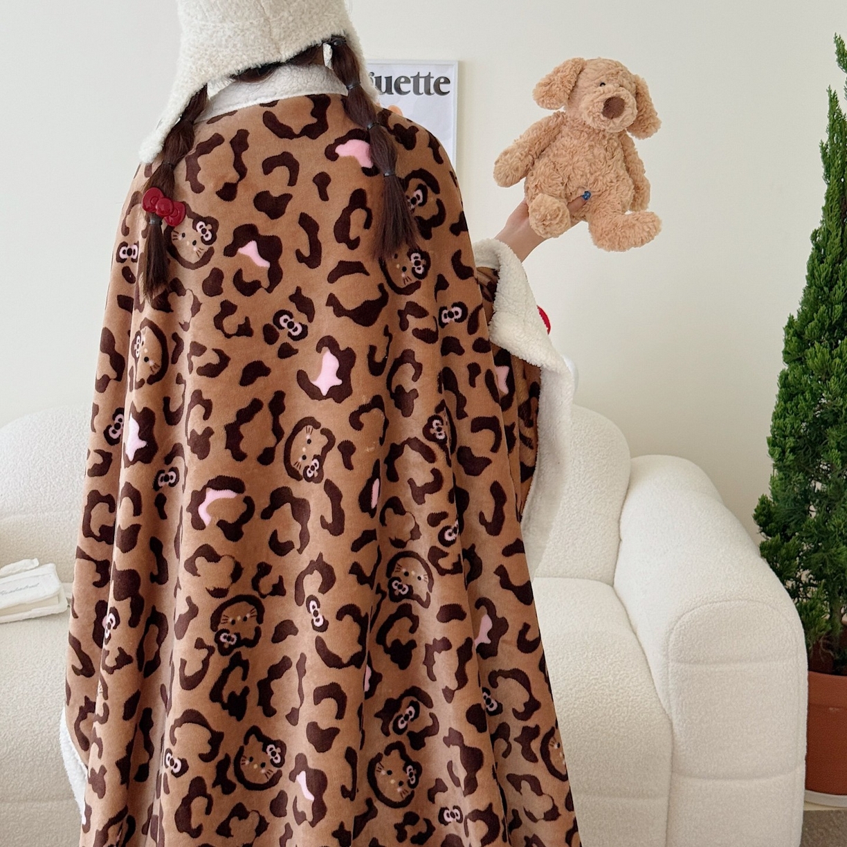 91家纺网 家纺一手货源 找家纺 顾里家纺 2025新款Chic韩系少女牛奶羊羔绒毯-豹纹系 咖豹纹