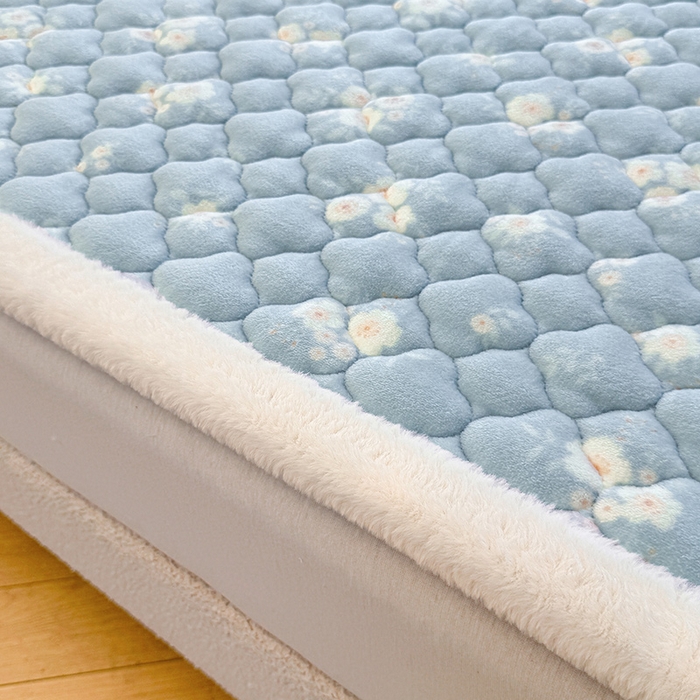 91家纺网 家纺一手货源 找家纺 喜居 2025新款高克重印花牛奶绒夹棉床褥床垫子褥子床护垫 暗香