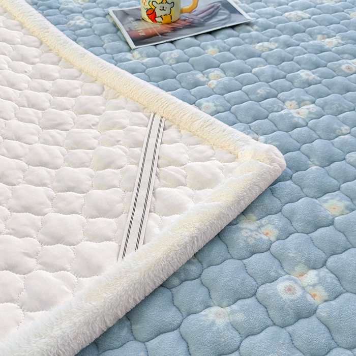 91家纺网 家纺一手货源 找家纺 喜居 2025新款高克重印花牛奶绒夹棉床褥床垫子褥子床护垫 暗香