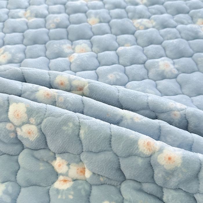 91家纺网 家纺一手货源 找家纺 喜居 2025新款高克重印花牛奶绒夹棉床褥床垫子褥子床护垫 暗香