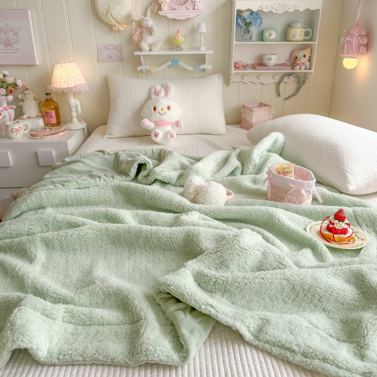 91家纺网 家纺一手货源 找家纺 （总）顾里家纺 2025新款韩系糯叽叽纯色羊羔绒毯毛毯毯子