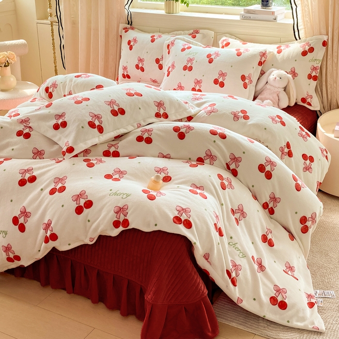 91家纺网 家纺一手货源 找家纺 （总）富之航家纺 2025秋冬新款牛奶绒印花床盖四件套