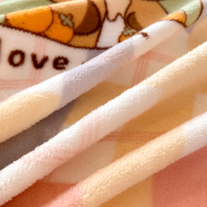 91家纺网 家纺一手货源 找家纺 富之航家纺 2025秋冬新款牛奶绒印花床盖四件套 小格熊