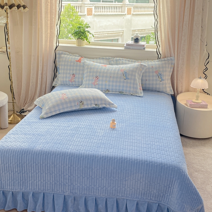 91家纺网 家纺一手货源 找家纺 富之航家纺 2025秋冬新款牛奶绒印花床盖四件套 欢乐恐龙