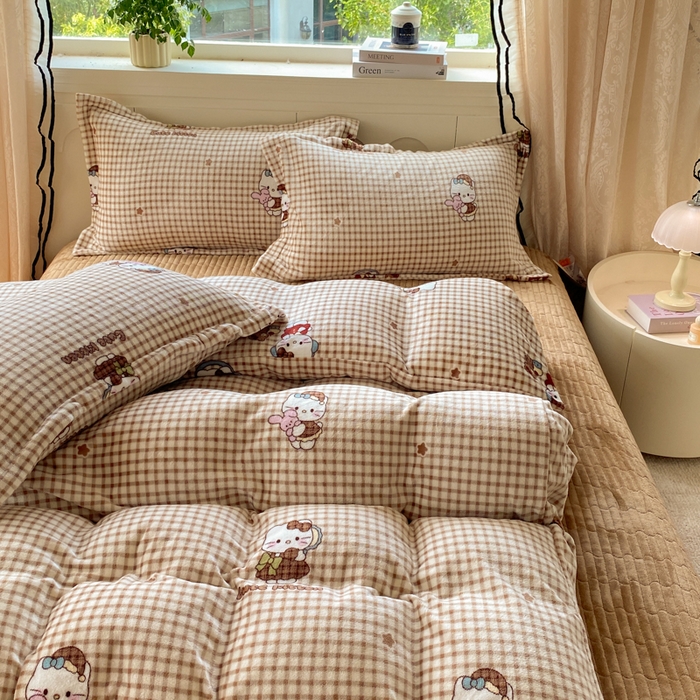 91家纺网 家纺一手货源 找家纺 富之航家纺 2025秋冬新款牛奶绒印花床盖四件套 满心欢喜