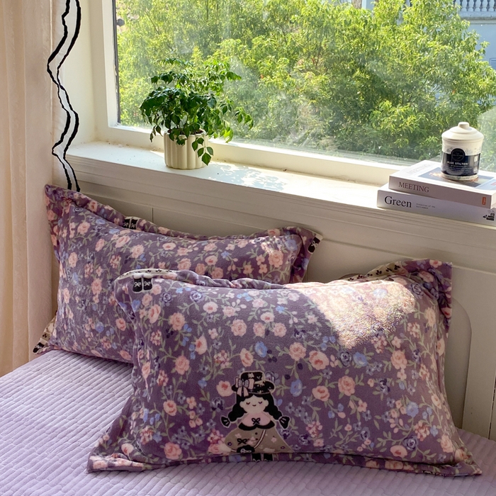 91家纺网 家纺一手货源 找家纺 富之航家纺 2025秋冬新款牛奶绒印花床盖四件套 公主城堡