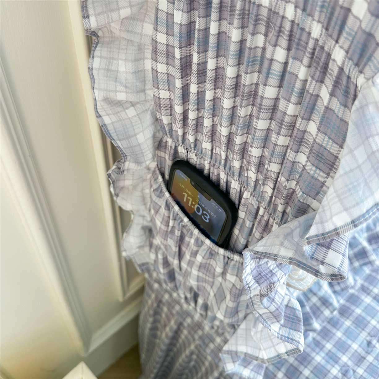 91家纺网 家纺一手货源 找家纺 十个点家纺 2025新款公主风夹棉床头罩-格小格系列 格小格-兰