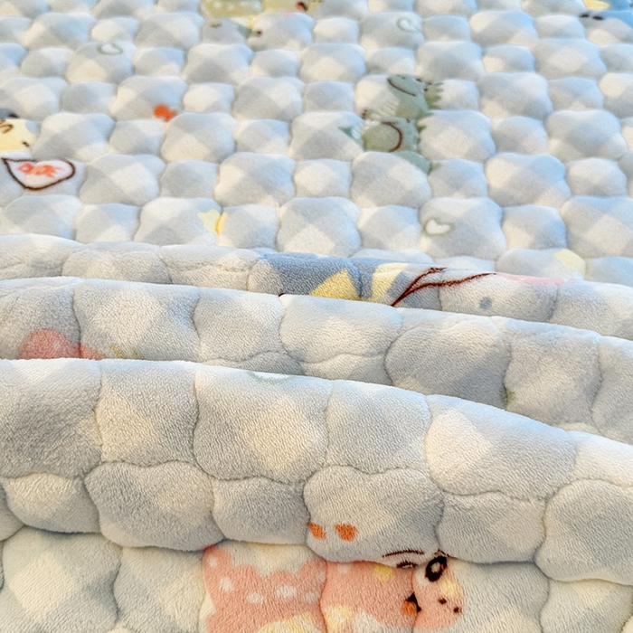 91家纺网 家纺一手货源 找家纺 喜居 2025新款高克重印花牛奶绒夹棉床褥床垫子褥子床护垫 恐龙乐园