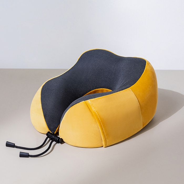 小米枕芯 2025新款磁疗布记忆棉u型枕飞机护颈旅行便携脖子靠枕坐车睡觉神器六色枕 黄色