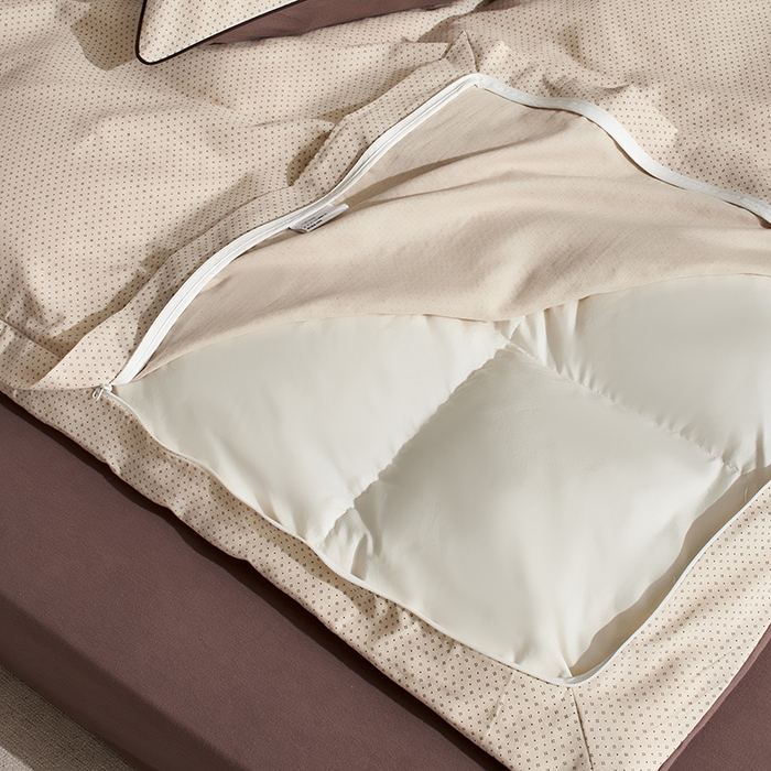 91家纺网 家纺一手货源 找家纺 LADYCOCO可可家居 2025新款三开口针织+梭织 夹棉四件套 优易套/U易套 三开口被套，唯一专利发明单位，全球专利布局 双层纱 印花米色