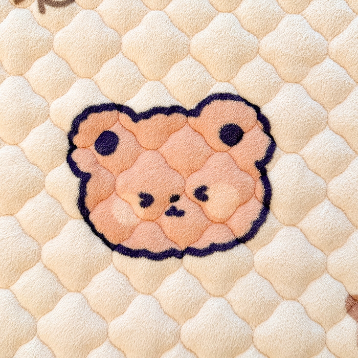 91家纺网 家纺一手货源 找家纺 喜居 2025新款高克重印花牛奶绒夹棉床褥床垫子褥子床护垫 小熊宝