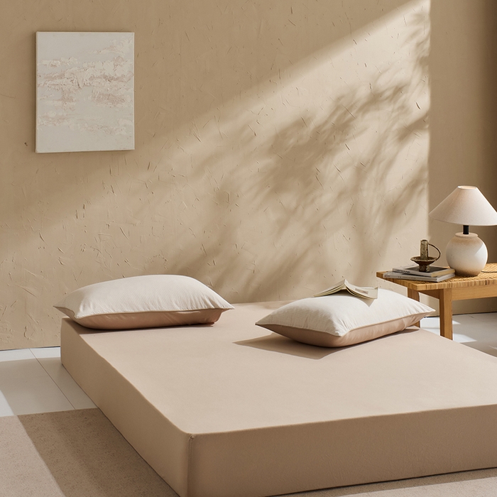 91家纺网 家纺一手货源 找家纺 LADYCOCO可可家居 2025新款三开口针织+梭织 夹棉四件套 优易套/U易套 三开口被套，唯一专利发明单位，全球专利布局 星羽皱 格子米色