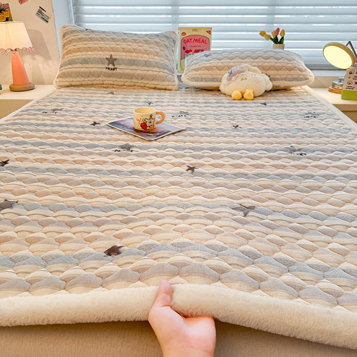 喜居 2025新款高克重印花牛奶絨夾棉床褥床墊子褥子床護墊 星河