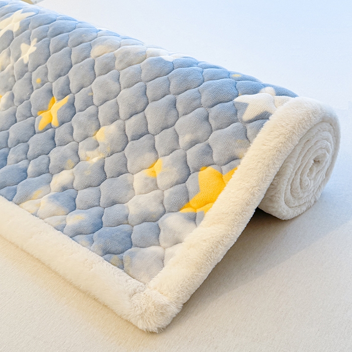 91家纺网 家纺一手货源 找家纺 喜居 2025新款高克重印花牛奶绒夹棉床褥床垫子褥子床护垫 星空