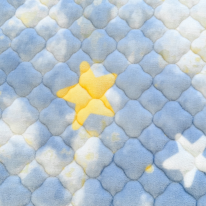 91家纺网 家纺一手货源 找家纺 喜居 2025新款高克重印花牛奶绒夹棉床褥床垫子褥子床护垫 星空