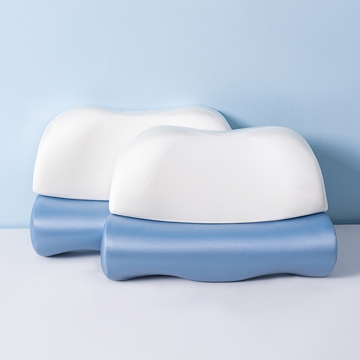 小米枕芯 2025新款二合一组合记忆棉枕护颈分段牵引枕三色 蓝加白