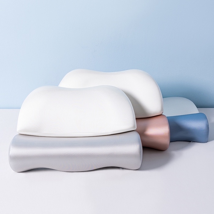 91家纺网 家纺一手货源 找家纺 小米枕芯 2025新款二合一组合记忆棉枕护颈分段牵引枕三色 灰加白