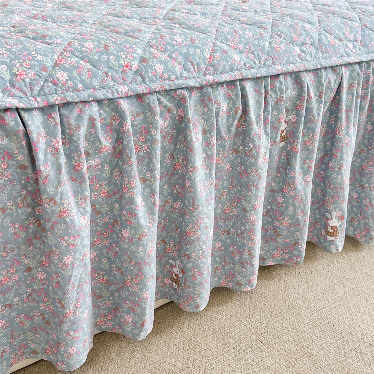 91家纺网 家纺一手货源 找家纺 十个点家纺 2025新款加厚磨毛木棉床裙三件套-绫罗系列 米兰