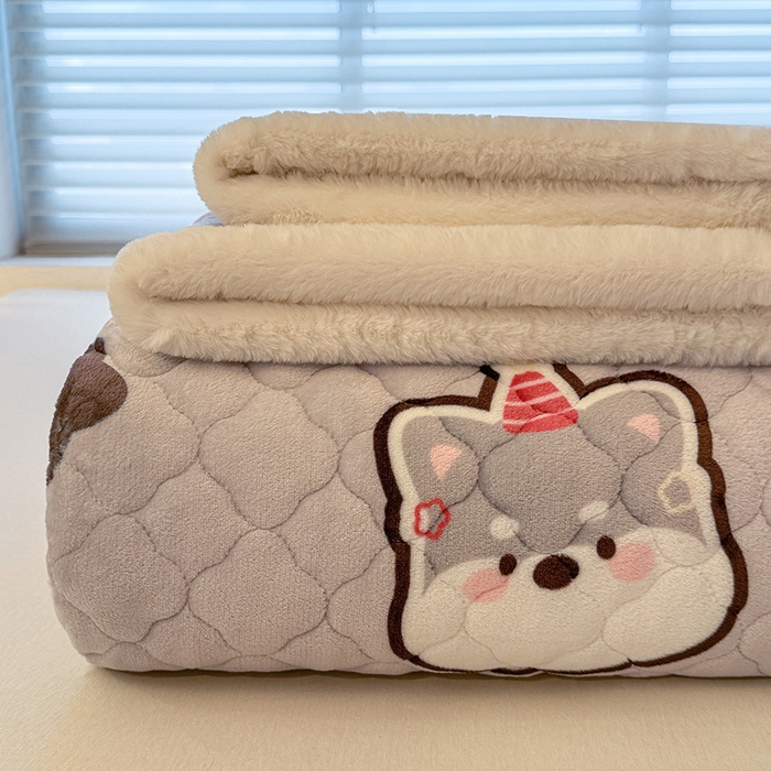 91家纺网 家纺一手货源 找家纺 喜居 2025新款高克重印花牛奶绒夹棉床褥床垫子褥子床护垫 星星雪纳瑞