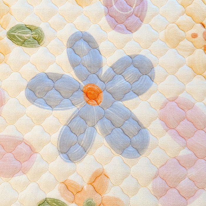 91家纺网 家纺一手货源 找家纺 喜居 2025新款高克重印花牛奶绒夹棉床褥床垫子褥子床护垫 幸福花