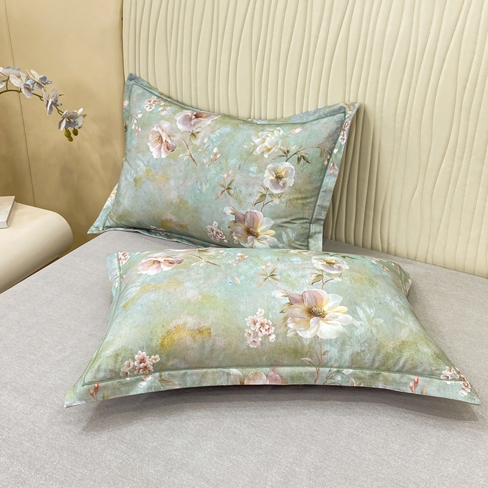 91家纺网 家纺一手货源 找家纺 红日子纺织品 2025新款A类全棉磨毛数码印花四件套 淡雅如梦